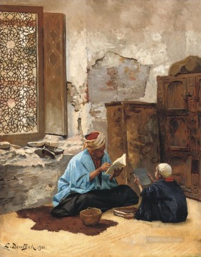 Árabe Painting - La lección Ludwig Deutsch Orientalismo Árabe